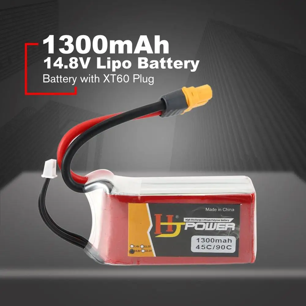 1300MAH 45C 4S XT60 Хит! HJ power 11,1 V 14,8 V 25C 45C 75C 3S 4S перезаряжаемая Lipo батарея XT60/JST другая вилка для Радиоуправляемый Дрон, автомобиль, лодка - Цвет: 1300MAH 45C 4S XT60