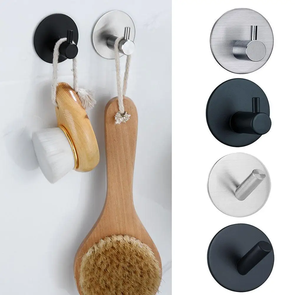 

304 Steel Hooks Door Wall Clothes Towel Hook Metal Hanger Bathroom Bracket Kitchen Bathroom Wall Hooks Accessories 1pc