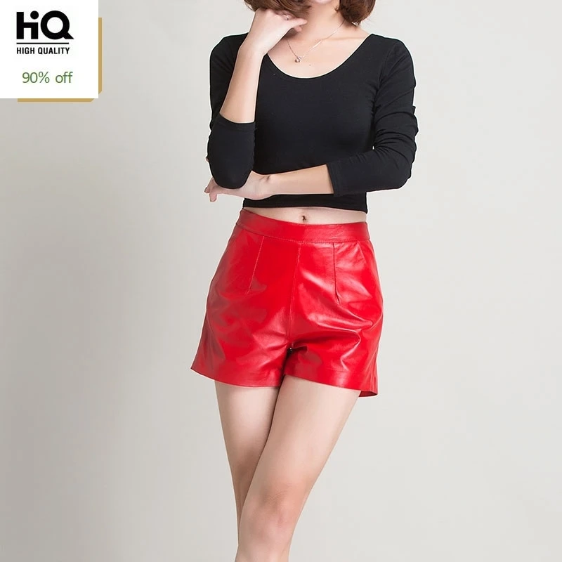 Роскошные женские шорты из натуральной кожи новинка 2020 для фитнеса с высокой
