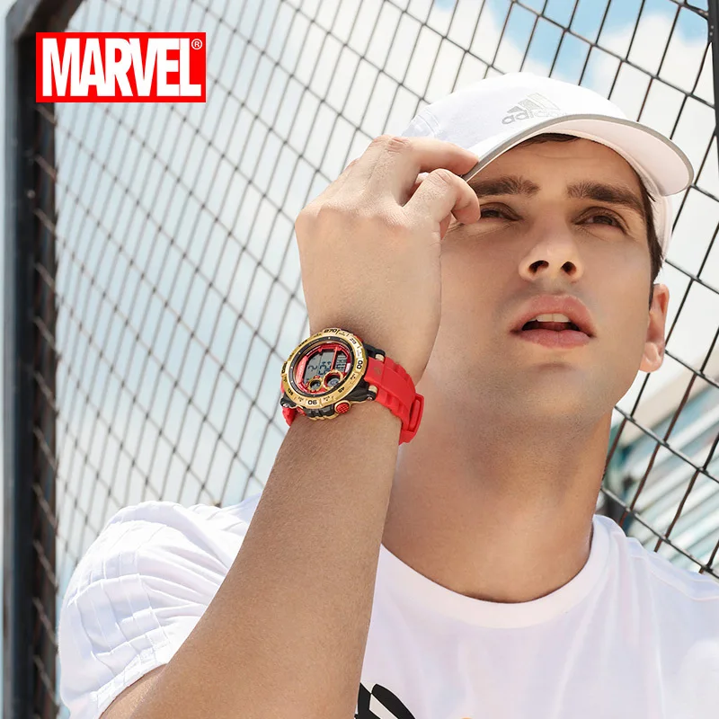 Disney MARVEL мужские цифровые наручные часы многофункциональные большой циферблат