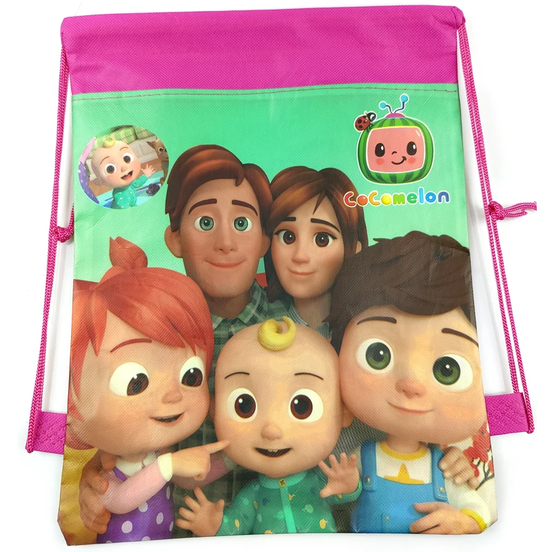 

12pcs/lot Cocomelon Theme Birthday Party Kids Favors Mochila Non-woven Fabrics Baby Shower Decorations Drawstring Gifts Bags
