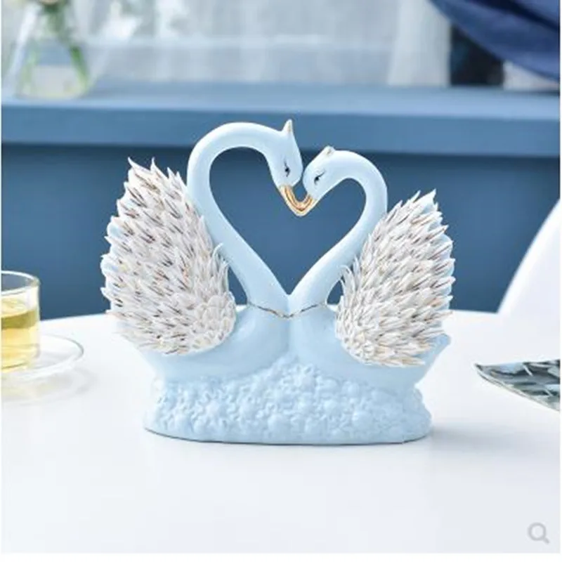 

2021 American style ceramic couple swans, beautiful animals, home decoration crafts, wedding gifts