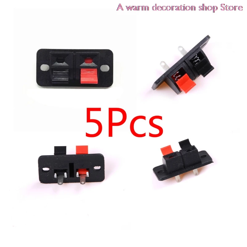 

5Pcs 2 Positions Connector Terminal Push in Jack Spring Load 2 way 2 Pin Spring push Release Home Audio Speaker Terminals