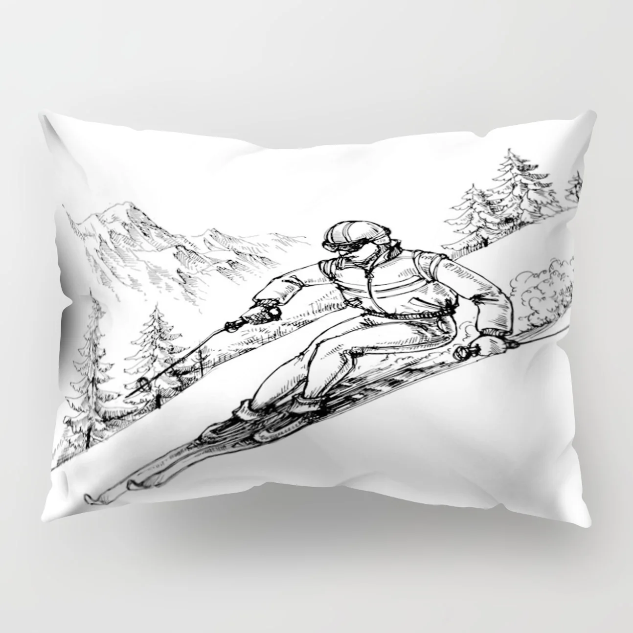 

New Chinese Art Sketch Landscape Landscape Fluffy Pillow Case Sofa Home Polyester Rectangular Cushion Cover Suite Decoration