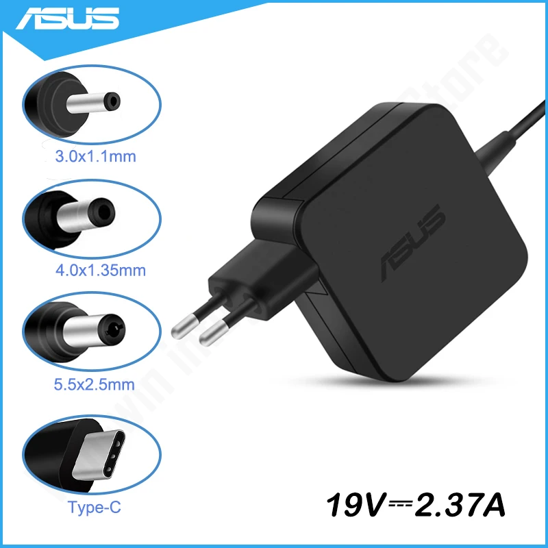 

19V 2.37A 3.0x1.1mm / 4.0x1.35mm / 5.5x2.5mm / 20V 2.25A Type-C EU Version AC Adapter Charger Replacement For Asus 45W Laptop