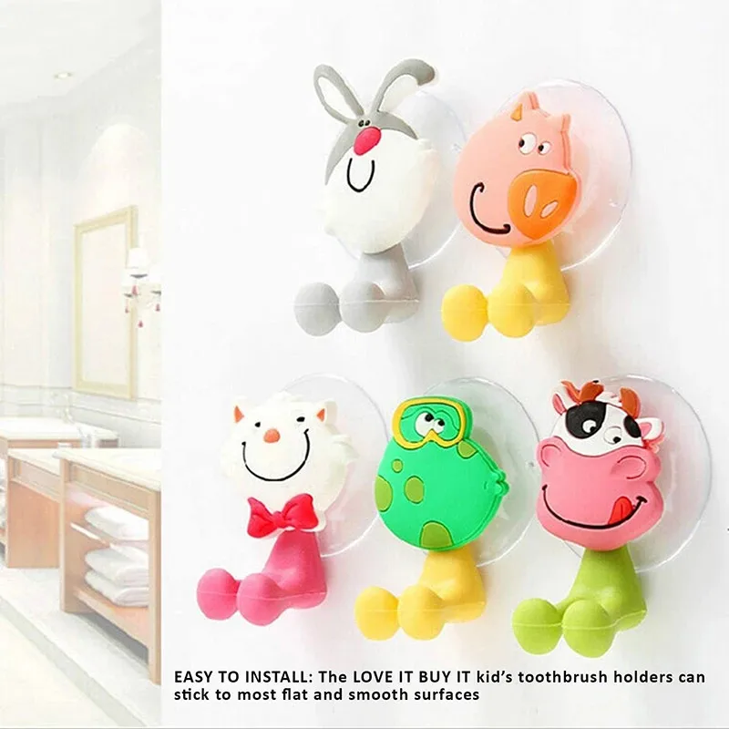 

Cartoon Sucker Toothbrush Holder Suction Hooks Multifunctional Eco-Friendly Animal Suction Cup Children Bathroom Set Accessories