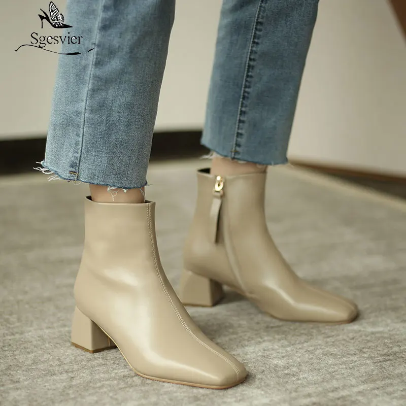 

Sgesvier 2021 Winter Autumn Black Chunky Heels Boots Large Size 32-44 Side Zipper Street Style Women Ankle Chelsea Boots