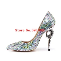 lady silver glass diamond high heels star sparkle bling bling glitter rhinestone wedding shoes crystal profiled heels pumps