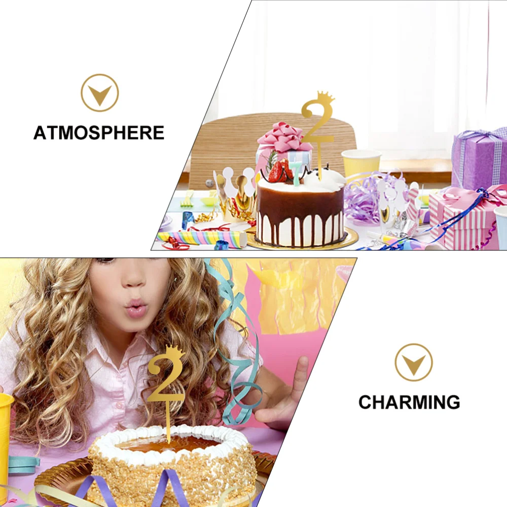 

10pcs Creative Birthday Party Cake Toppers Large Acrylic Cake Decorations