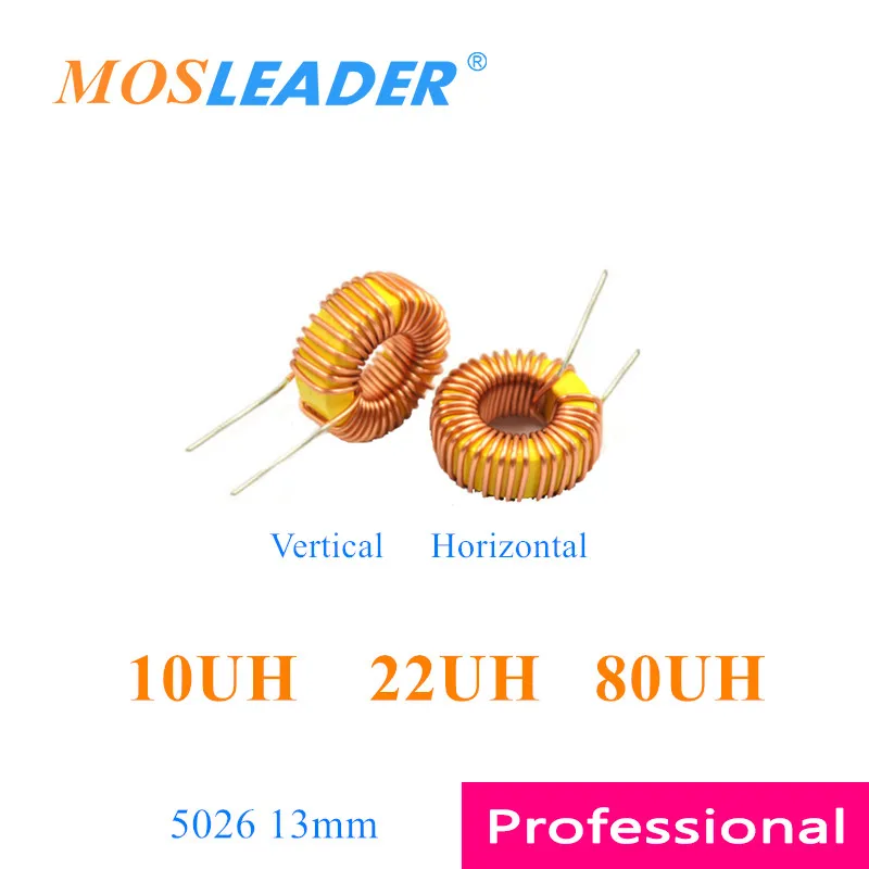 Mosleader 100 шт. 5026 10UH 22UH 80UH 13 мм вертикальный горизонтальный желтый и белый индукторы