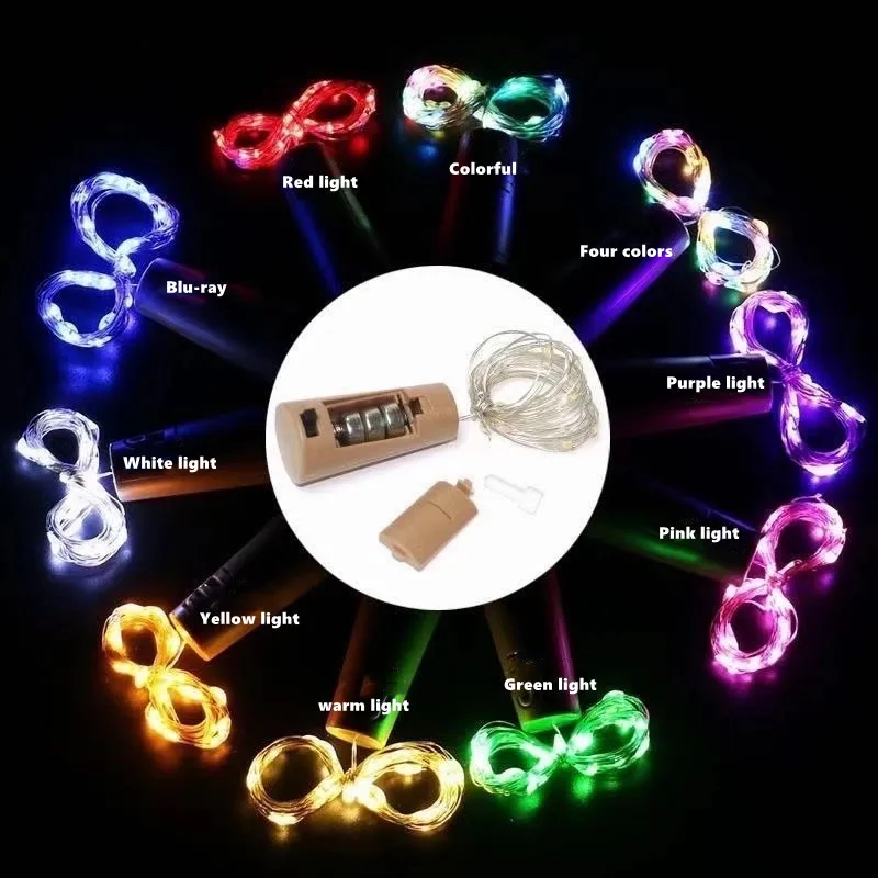 

LED bottle stopper button light decoration girl heart bottle layout battery copper wire switch 1M/2M