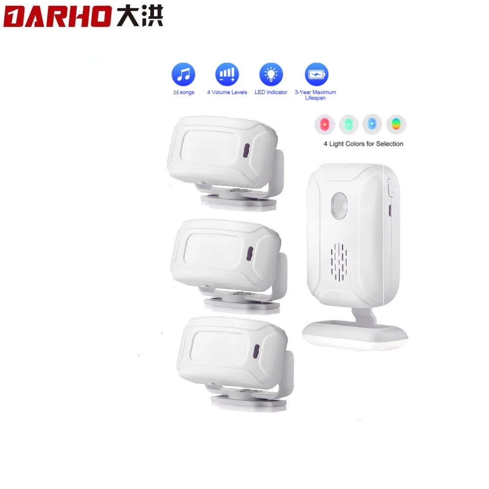 

Darho Wireless Doorbell36Ringtones Remote 4 Colours LED Security Alarm Outdoor House Welcome Bell Home Door Bell Chime