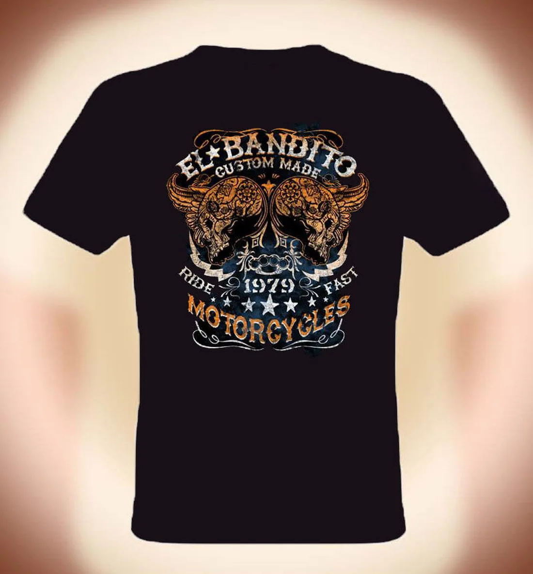 

Biker Tops Tee T Shirt El Bandito, Custom Made, Motorcycles Double Print, Sizes S To 3xl T-Shirt Street Wear Fashion