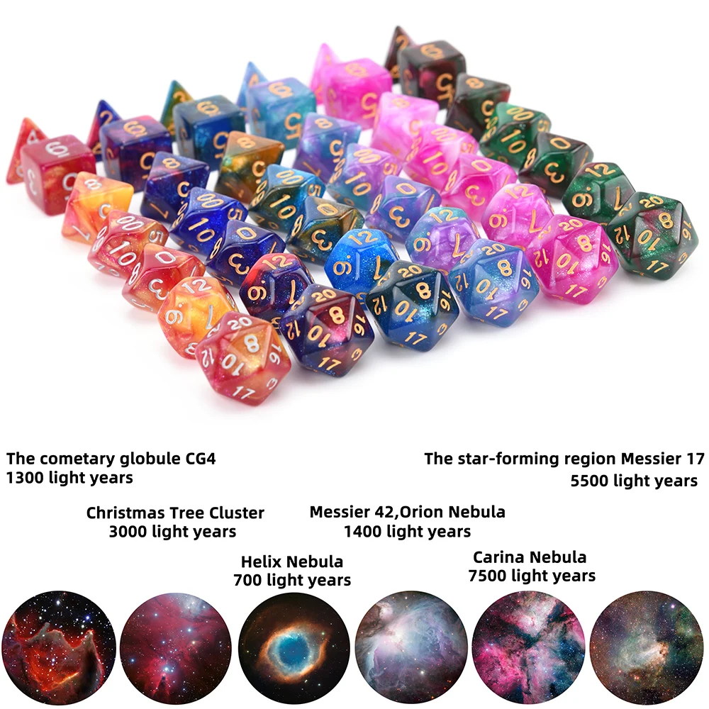 Новый Туманность набор Игральный костей с чёрный мешок кулиской для DnD MTG