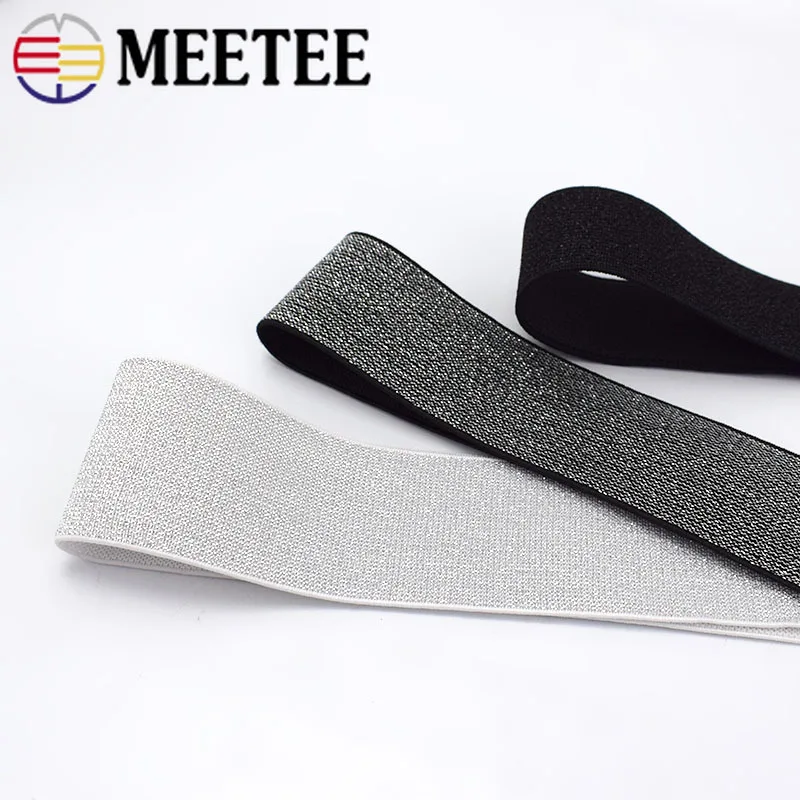 Meetee 5/10 метров 10-50 мм эластичные ленты Золотой Серебряный Блестящий резиновый