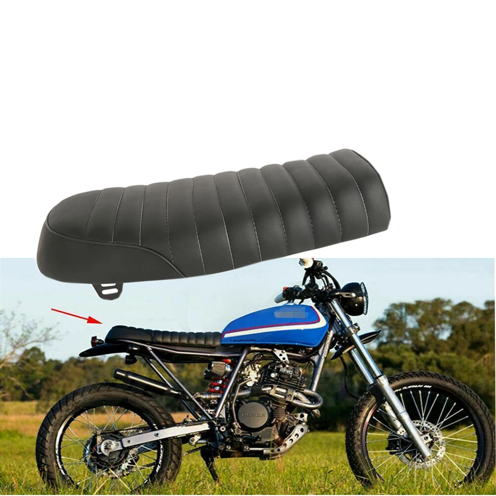 Универсальное черное/коричневое кожаное ретро сиденье для мотоцикла кафе