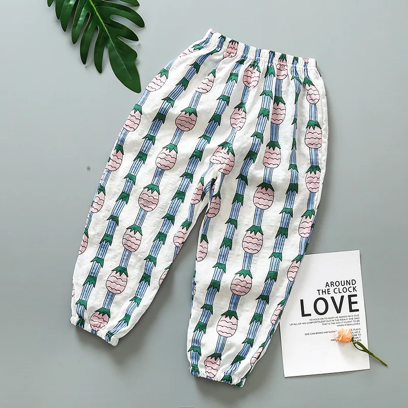 Детские летние хлопковые брюки с защитой от комаров шаровары для мальчиков и