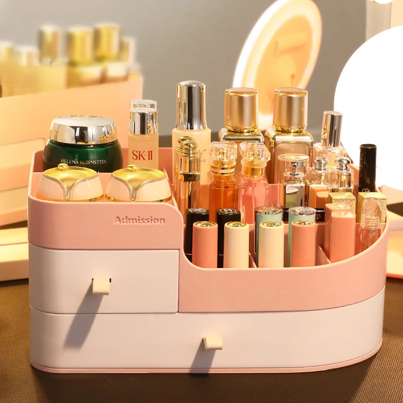 

New Women Large-Capacity Drawer Cosmetic Storage Box For Cosmetics Lipstick Small Things Storage Container Organizer Make Up Bag