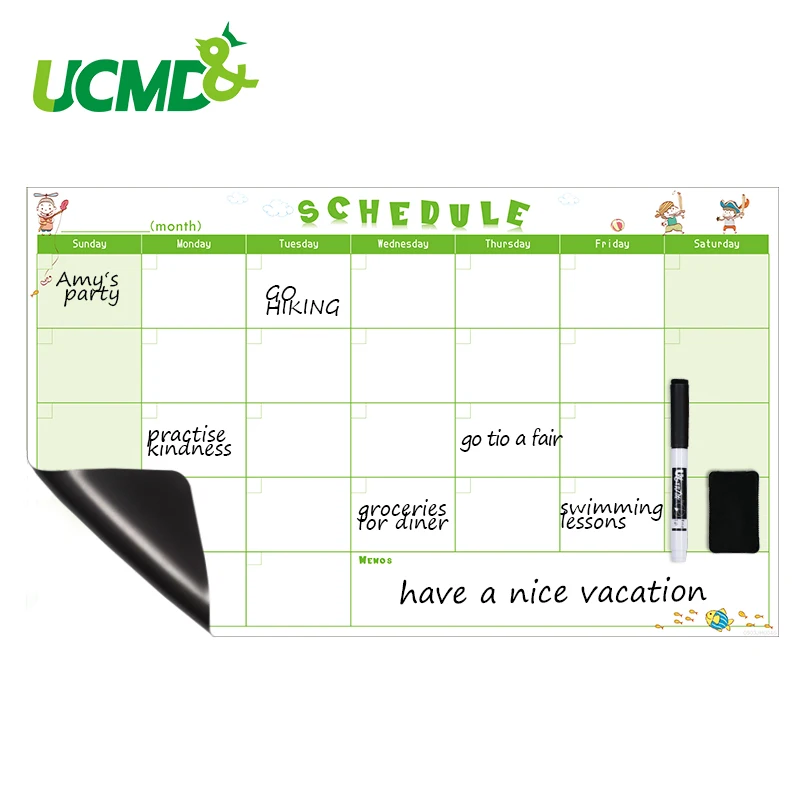 Magnetic Calendar Agenda Plan School Office Supplies Time Schedule Learning Working Weekly Table Notice Memo whiteboard | Канцтовары для