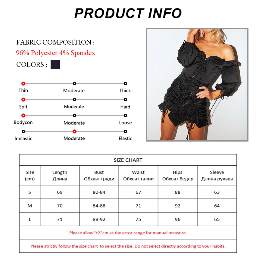 Сексуальное атласное платье OOTN с открытыми плечами и рюшами мини женские черные