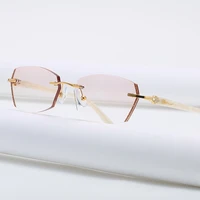 zirosat 58069 alloy tint lenses myopia glasses reading glasses diamond cutting rimless titanium glasses frame for women