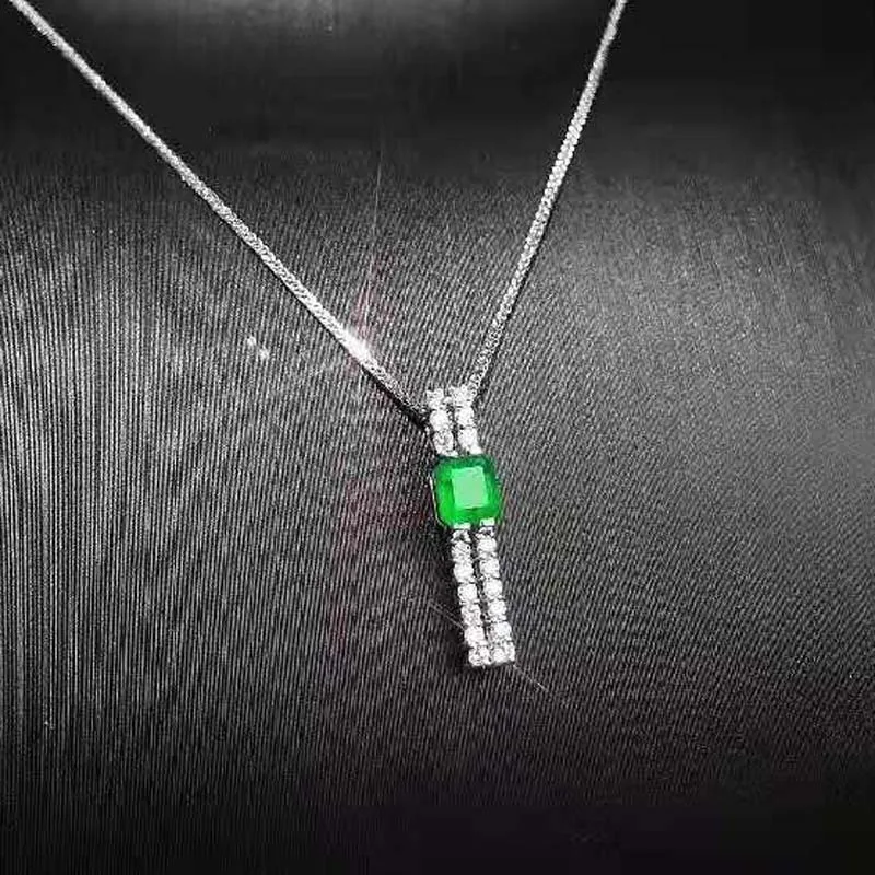 Женское ожерелье из серебра 925 пробы с натуральным изумрудом|Подвески| |