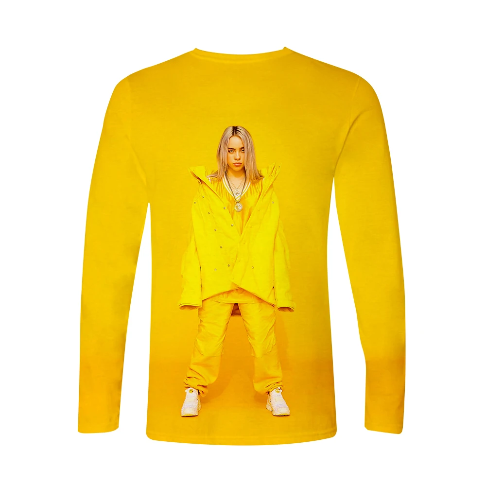 Поступление Billie Eilish 3D футболка для женщин и мужчин, футболки с длинным рукавом для девочек, Повседневная футболка Billie Eilish, футболки размера плюс, весенний Топ