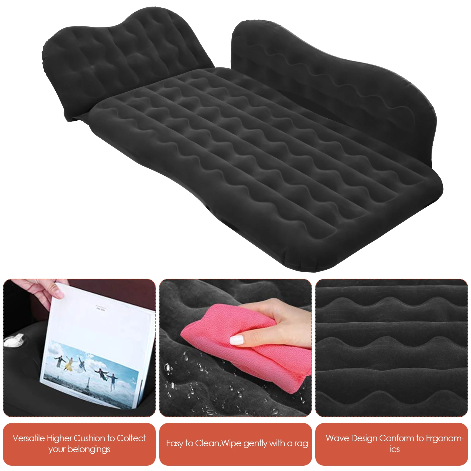 Автомобильный надувной матрас с двумя поддерживающими подушками и воздушным