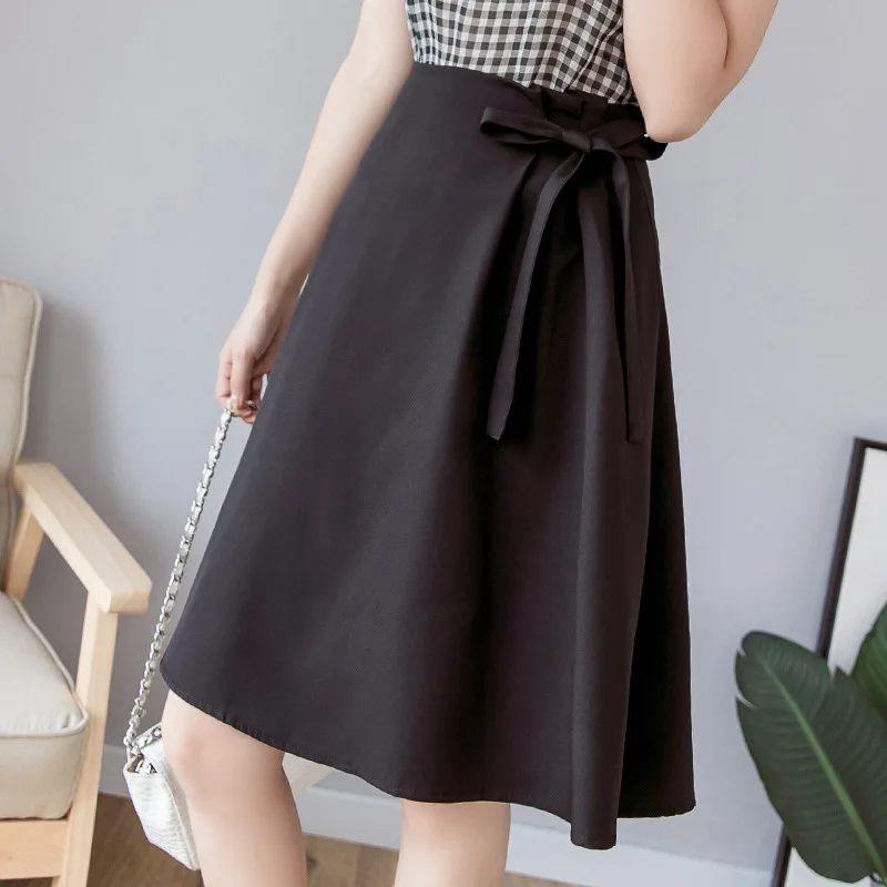 

New 2019 Summer Korean Version Of The A-character Skirt Long High Waist Strap Tie Strap Hip Hip Skirt