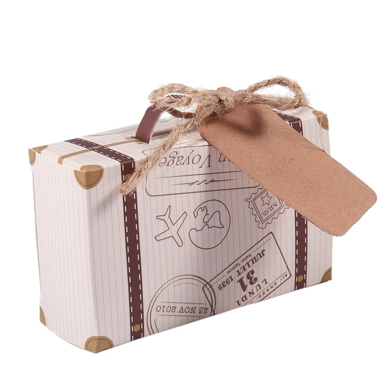 50 шт мини чемодан Подарочная коробка вечерние конфет Винтаж крафт Бумага с