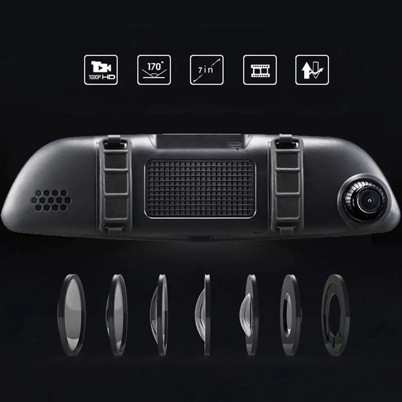 Автомобильный видеорегистратор HD 1080P 7 0 дюйма IPS сенсорный камера с двойным