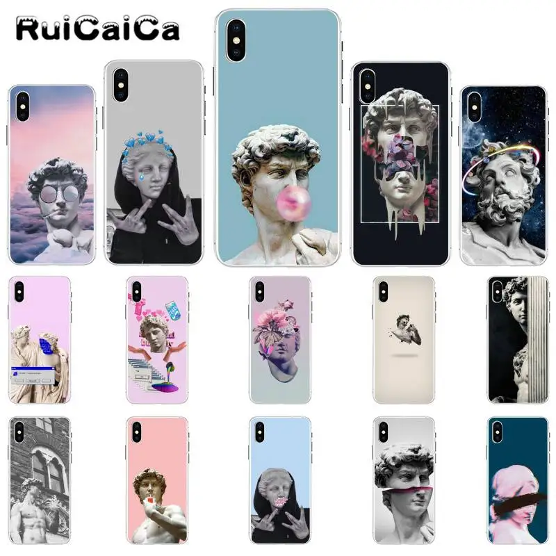 RuiCaiCa художественная статуя Давида ТПУ прозрачный чехол для телефона iPhone 11 pro XS MAX 8