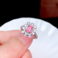 kjjeaxcmy fine jewelry 925 sterling silver inlaid natural pink tourmaline women exquisite flower ol style gem ring support detec