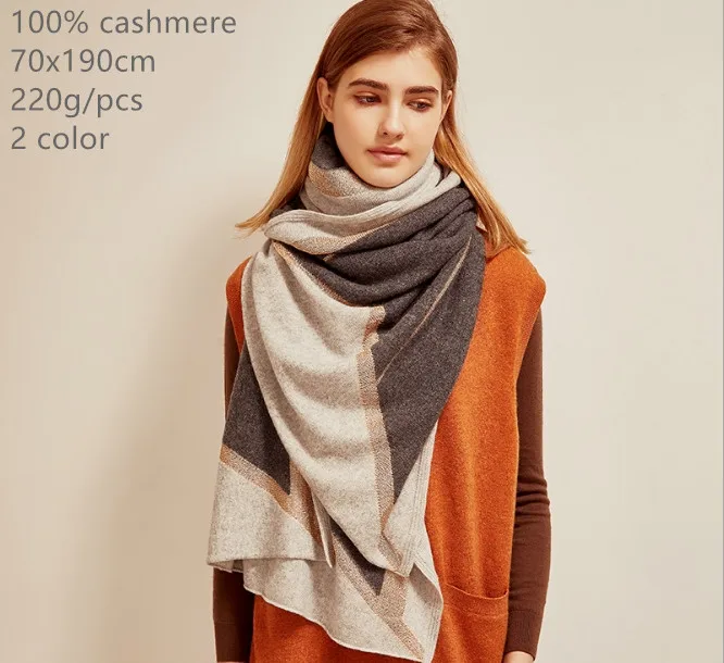 Женский длинный кашемировый шарф Naizaiga зимний теплый двухцветный мусульманский