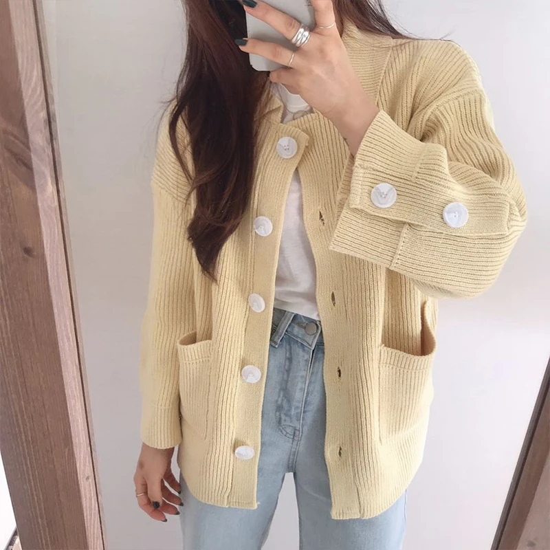 Fitaylor новинка женские кардиганы повседневные отложной воротник однобортный