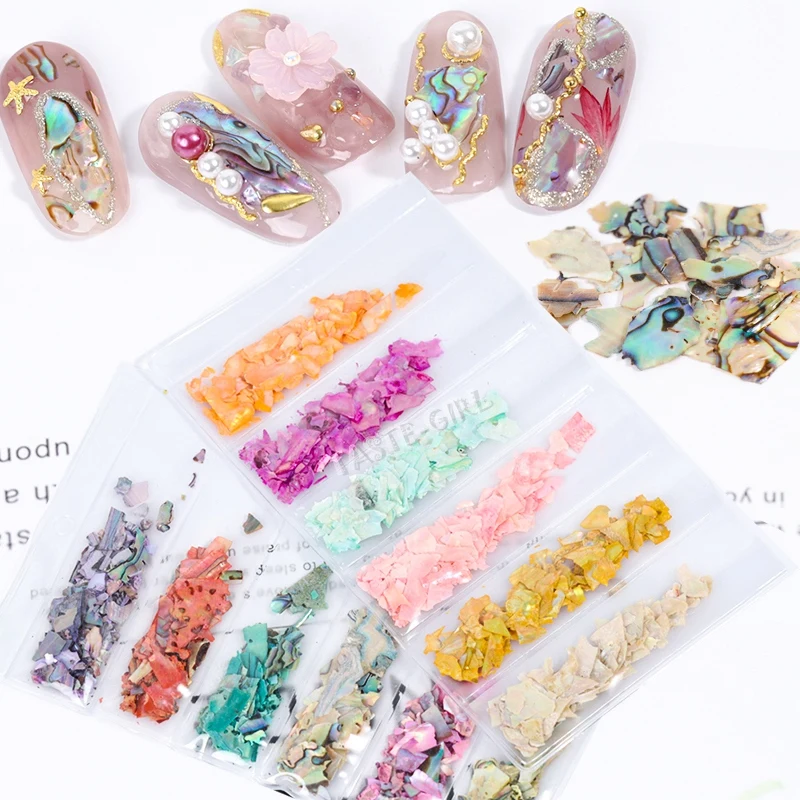 6 Grids/Pack Beauty Color-changing Abalone Natural Sea Shell Fragments Texture Nail Art Flakes Decoration Slice DIY Manicure AB | Красота и