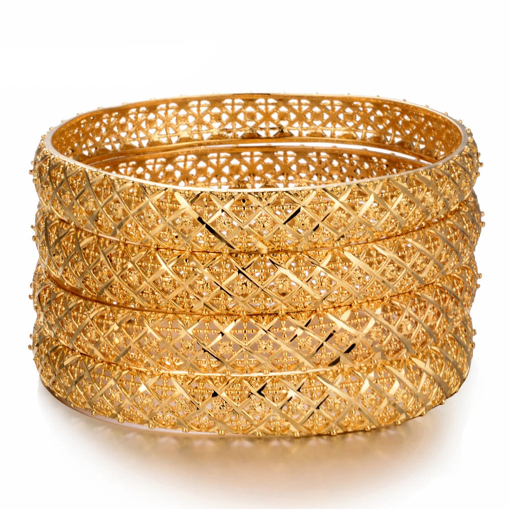 WANDO 4 шт./лот Роскошные эфиопские браслеты для женщин золотой цвет Дубай бесшумный