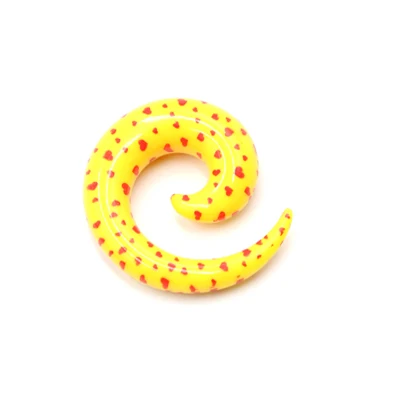 Yellow-Red Heart Новинка, 2 шт., в стиле панк, акриловые, спиральные, конфетные, ушные приспособления, растягивающие пробки и туннели, расширители, пирсинг, ювелирные изделия, вечерние, подарок - Окраска металла: Yellow-Red Heart