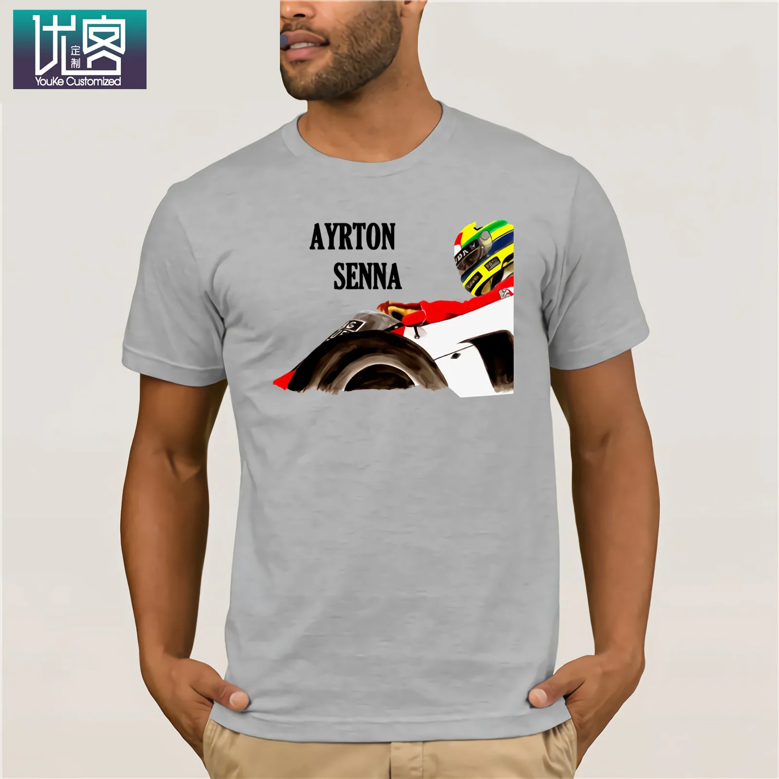 Одежда Ayrton Senna Formula 1 Helmet2019 популярная футболка футболки с круглым вырезом из 100%