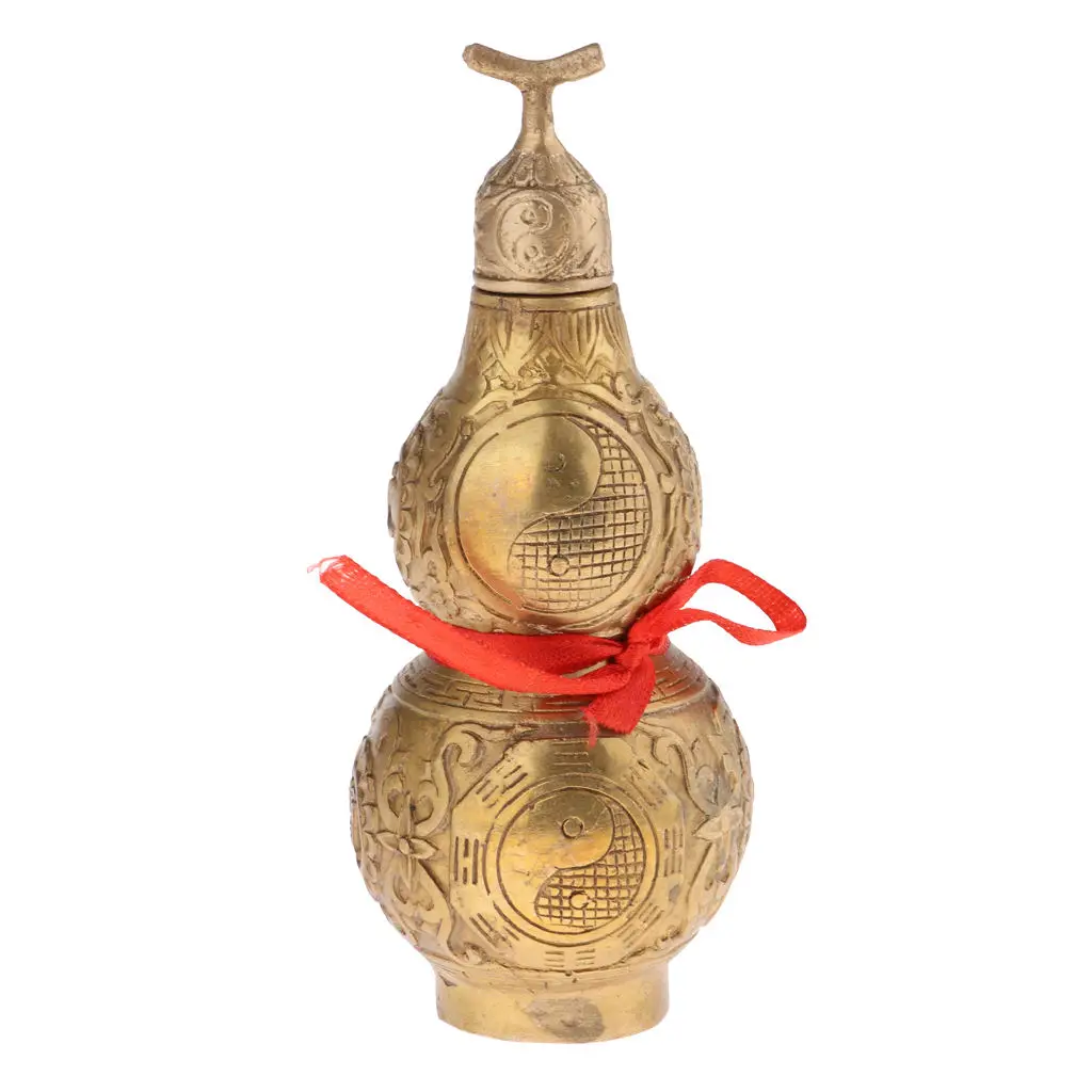

Folk Chinese Bronze Copper Auspicious BAGUA Exorcism Gourd Cucurbit Calabash