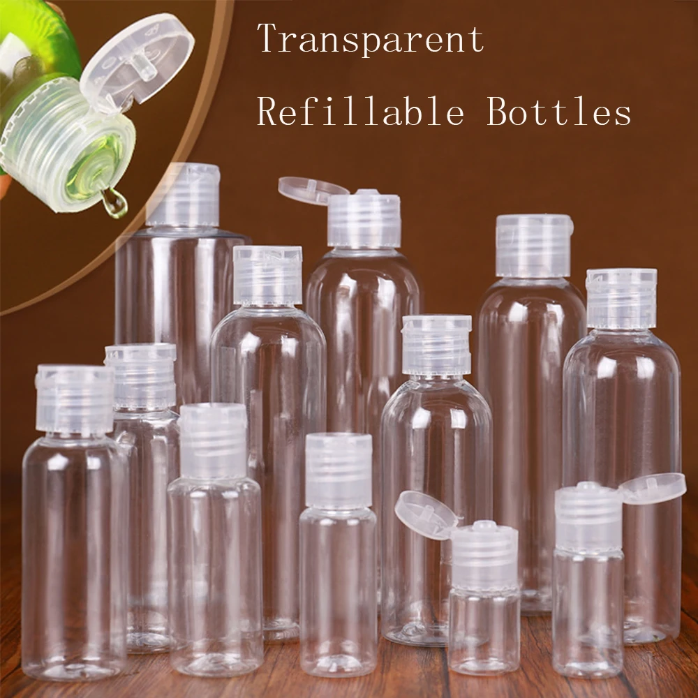 10/20/30/50/100ml Plastic PET Clear Flip Lid Lotion Bottles Cosmetic Shampoo Sample Containers Travel Liquid Refillable Bottle | Красота и