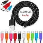 1m2m микро USB кабель с нейлоновой оплеткой для зарядного устройства, кабель для передачи данных кабель для зарядки для Xiaomi samsing Huawei Android телефонKindle