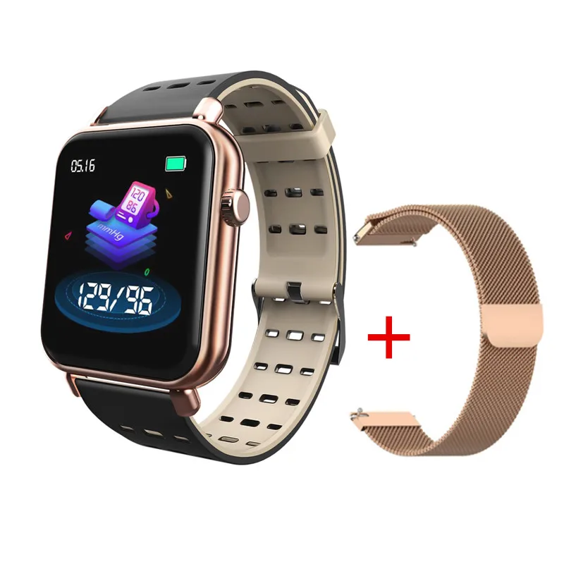gold and gold steel AMYNIKEE Y6 Pro, умные часы, IP67, водонепроницаемые, Bluetooth, умные часы, пульсометр, кровяное давление, фитнес-трекер для Android, IOS, PKP69 - Цвет: gold and gold steel