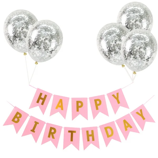 8 banner confetti Розовое золото с днем рождения баннер воздушные шары с конфетти цвета розовое золото гелиевые шары Дети День Рождения Декор для душа - Цвет: 8 banner confetti