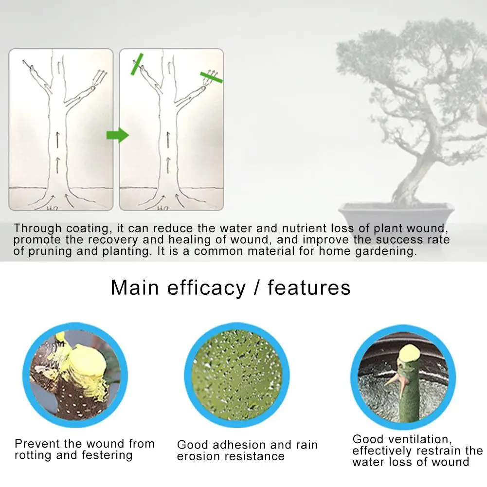

100g Plant Tree Wound Cut Paste Smear Agent Pruning Compound Sealer With Brush Green Plant Rose Smear Cut Healing Cream
