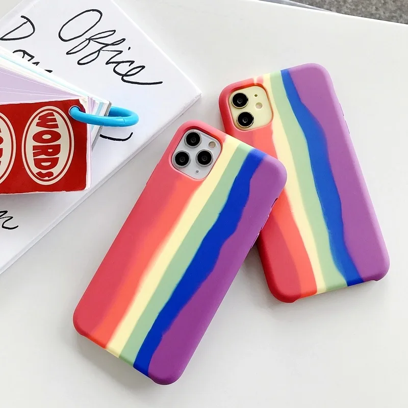 Оригинальный Радужный жидкий силиконовый чехол SGlucy для Apple iPhone 11 Pro Max SE 2020 XR Xs 6 7 8
