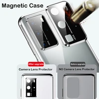 magnetic case for huawei p40 pro plus p50 mate 40 30 20x magic3 nova 8 honor 50 x10 max metal bumper camera glass protector case