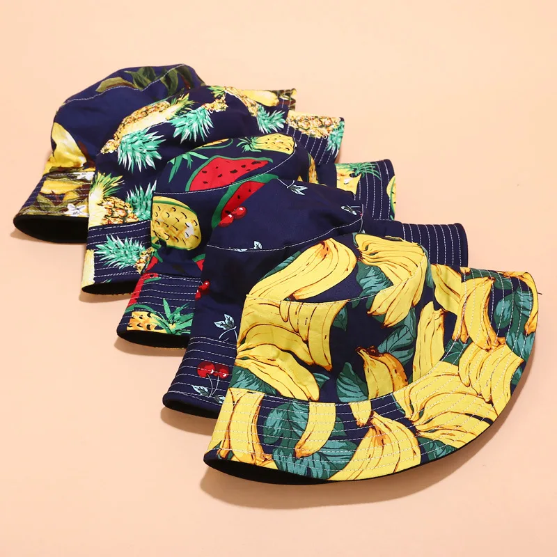 New Panama Bucket Hat Men Women Summer Fruit Banana Cap Print Yellow Bob Hip Hop Gorros Femme Sombrero | Аксессуары для одежды