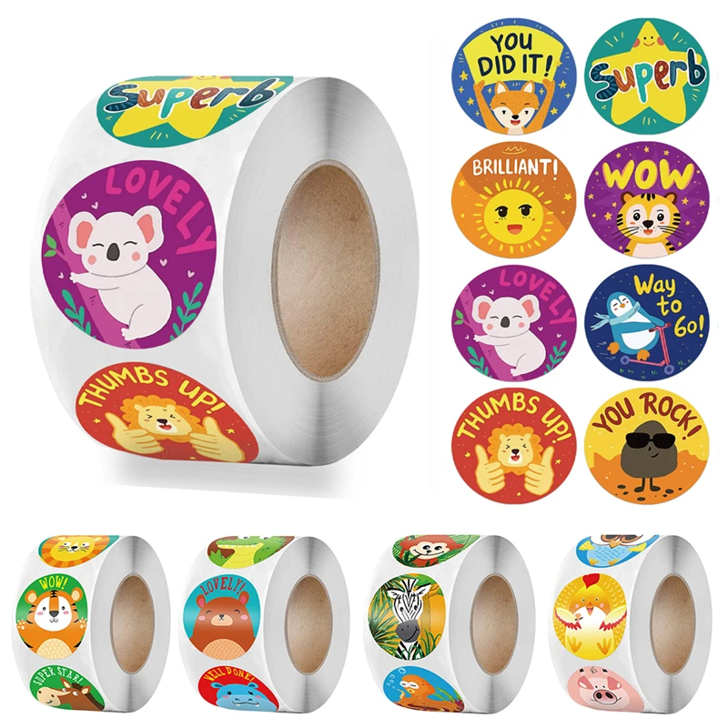 

500 Pcs Reward Stickers for Kids Teacher Cute Animals Classroom Motivational Sticker Child Birthday Party Gift Decoration Labels