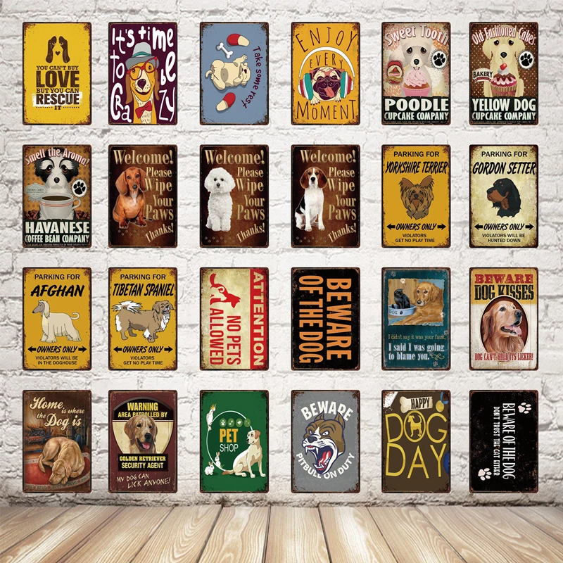 

Love Pets/Beware Of The Dog/Attention No Pets Allowed Metal Sign Tin Poster Bar Home Pet Shop Decor Wall Art Painting